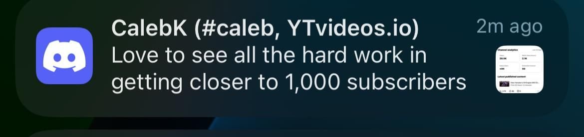 CalebK: 'Love to see all the hard work in getting closer to 1,000 subscribers.'