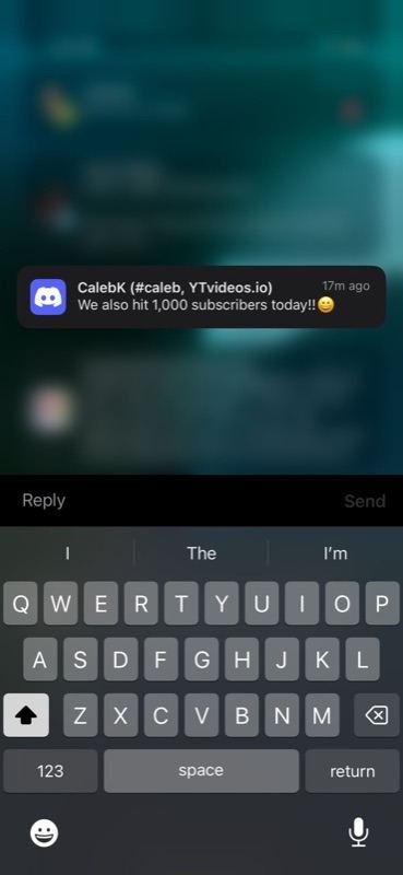 Phone notification celebrating a channel reaching 1,000 subscribers