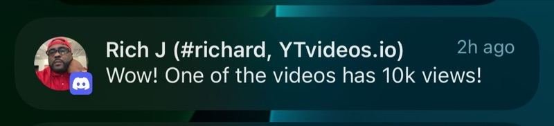 Client notification celebrating a video reaching 10k views