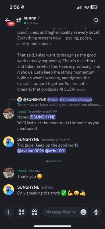 Chat about maintaining high production quality across the team