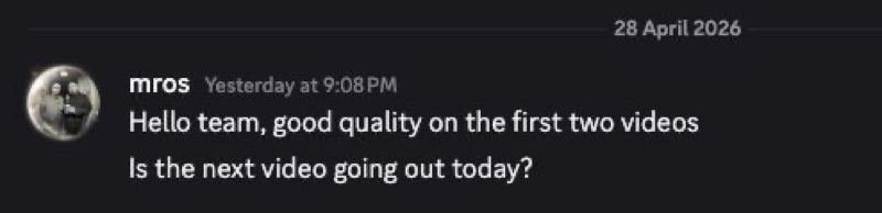 Client message praising quality of the first two videos