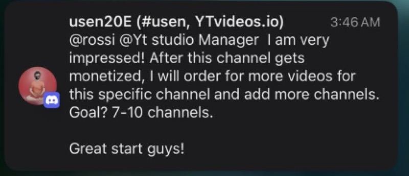 Client notification about scaling up to more channels after monetization